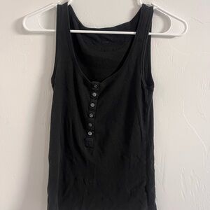 Black Sleeveless Button-Up Top